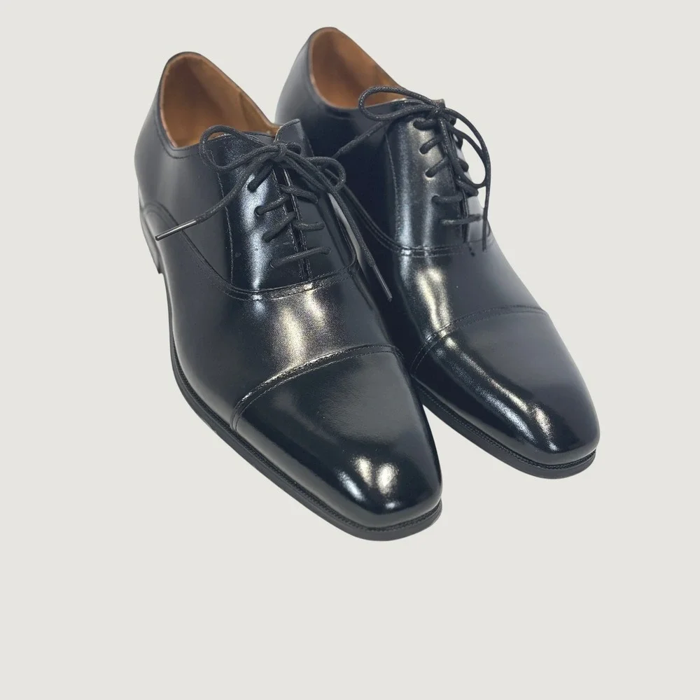 Florsheim Cap Toe Oxford Mens 9 3E Black Leather Black TIe Formal Business